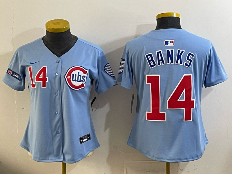 women 2026 Chicago Cubs #14 Banks Blue Game Nike MLB Jersey 041403->women mlb jersey->Women Jersey